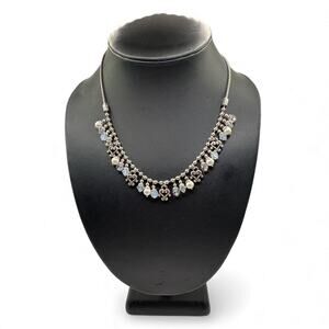 Brighton Cannes Collection Silver Tone Dangle Crystal Beaded Necklace 16” - 18”